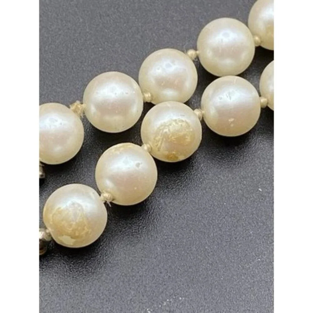 VTG Carolee Double Strand Faux Pearl Necklace 16" Knotted Glass 8mm Beads LOOK - Picture 7 of 16